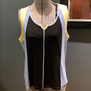 Jamie Sadock black/periwinkle/yellow blocked top M